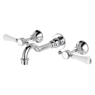 LILLIAN Lever Shepherds Crook Bath Set Chrome White Handle LF