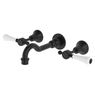 Lillian Lever Basin/Bath Wall Set, Matte Black