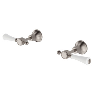 LILLIAN Lever Wall Top Assembly Brushed Nickel White Handle LF