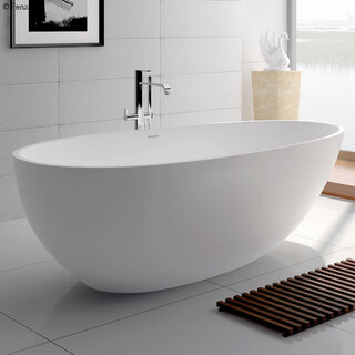Solid Surface Stone Free Standing Bath Tub Matte White Avocado White 1500*760*54