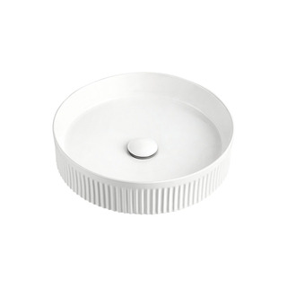 Eleanor Round Above Counter Ribbed Fluted Reeded Ceramic Basin 410x410x100mm
