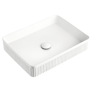 Eleanor Rectangular Above Counter Ribbed Fluted Reeded Ceramic Basin 500x380x100mm