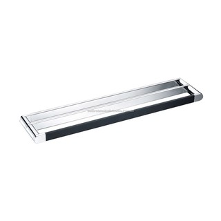 Double Towel Rail Towel Ring Chrome and Matt Black Bathroom Accessories 700x81mm