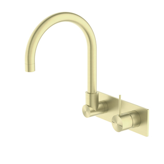 MECCA WALL BASIN MIXER SWIVEL SPOUT HANDLE UP Brushed Gold