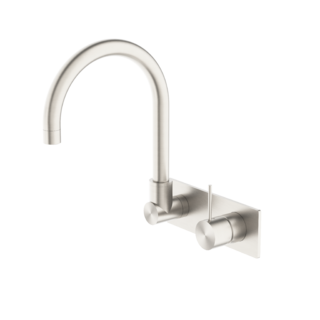 MECCA WALL BASIN MIXER SWIVEL SPOUT HANDLE UP Brushed Nickel