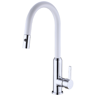 PEARL PULL OUT SINK MIXER WITH VEGIE SPRAY FUNCTION Chrome White