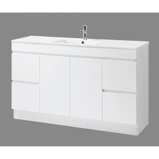 Bathroom Vanity & Dual Basin Ceramic Top 2 Pac Fingerpull 1500W x 480mm