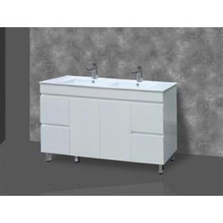 Bathroom Vanity & Dual Basin Ceramic Top 2 Pac Fingerpull 1510W x 465mm Feet