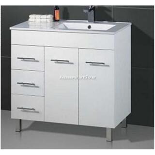Bathroom Vanity & Basin Ceramic Top 2 Pac White Handles Feet 900W x 460mm