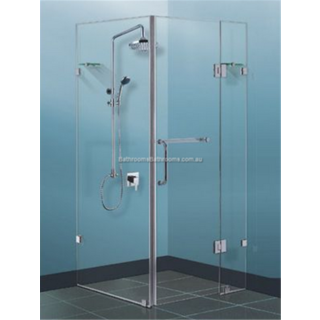 Frameless Shower Screen Sizes: 900/ 1000/ 1100/ 1200 10mm Door And Return Panel Set Toughened Glass