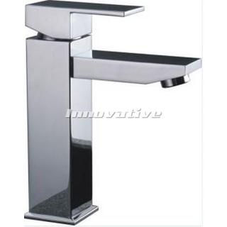 Cube Design Bathroom Basin Mixer Fixed Chrome Finished Brass WELS 4