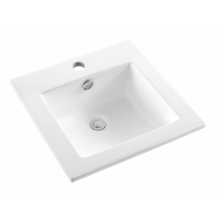 Inset Drop in Ceramic Basin Cube Design 410w x 410d mm with Overflow NEW (142)