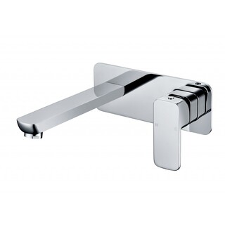 Square Radius Edge Basin Bath Wall Mixer & Spout H/Duty Brass Satin Finish Swivel Ceramic Disk WELS 4* Chrome