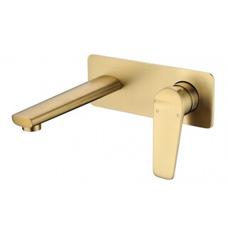 Brushed Gold Brass Oval 90 Lever Basin Mixer Bath Mixer Wall Mixer & Spout