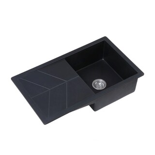 Black Stone Pyragranite Kitchen Laundry Sink Single Bowl With Drainer755*500*230