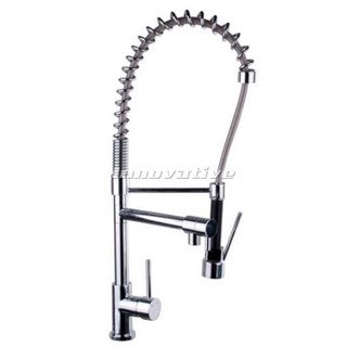 Lollypop Pintail Lever Spring Pull Out Mixer & Seperate Swivel Spout Brass Chrome