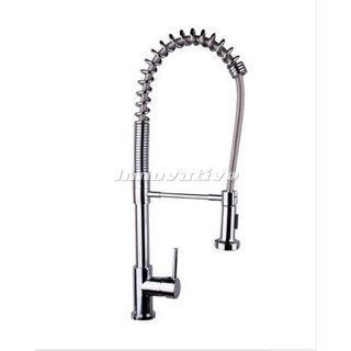 Lollypop Pintail Lever Spring Pull Out Mixer with Locking Arm Brass Chrome