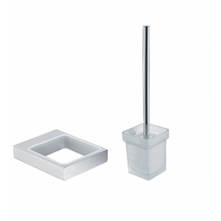  Chrome Toilet Brush And Wall Mount Holder  Square Edge Bathroom Accessories Ser05