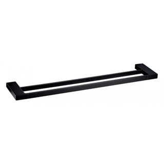 Matte Black Double Towel Rail Cube Design 600x120x20mm