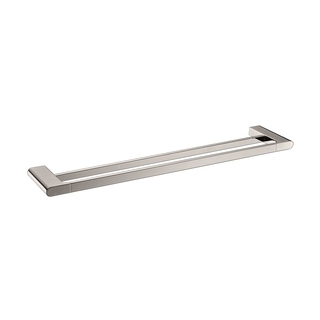 Brushed Brushed Nickel Double Towel Rail 600mm Curve90 Square Edge Bathroom Accessories