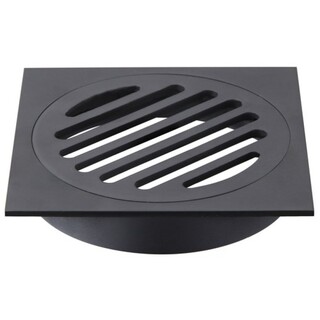 Matte Black Square Slotted Round Floor Shower Waste Grate 110x110mm 98mm Outlet