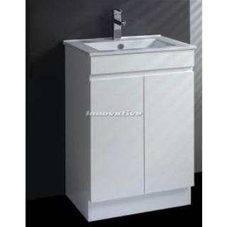 Slimline 600W x 390mm Bathroom Vanity & Basin Ceramic Top 2 Pac Fingerpull