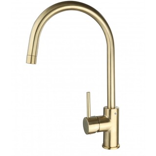 BRUSHED GOLD Brass Lollypop Pintail Tall Swan Swivel Kitchen Sink Mixer Tap Laundry Trough Faucet Brass