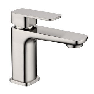 Brushed Nickel Cube Radius Edge Basin Mixer H/Duty Brass Satin Finish Swivel Ceramic Disk WELS 4*