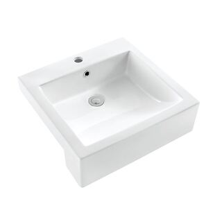 Semi Recessed Ceramic Basin Cube Design Med 410w x 460d mm with Overflow NEW (207)