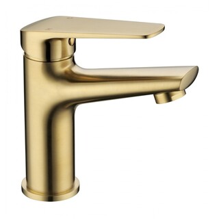 Brushed Gold Brass Oval 90 Lever Fixed Bathroom Basin Mixer Tap Faucet