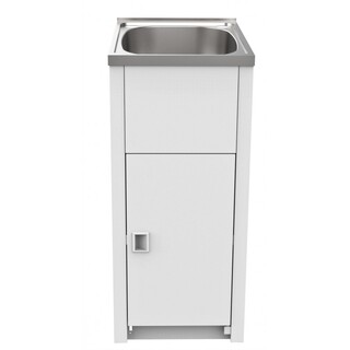 Laundry Trough Sink and Metal Cabinet 30 Litre Ultra Slim Stainless Steel 394mm Wide x 570 Deep