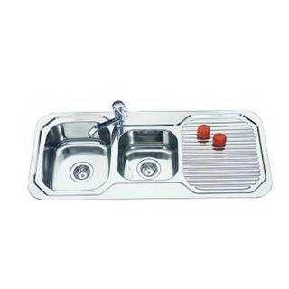 One and 3 quarter (1 & 3/4) Bowl & Drain Kitchen Sink Round Corner 1080*480*180