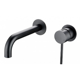 Round Matte Black Bath/Basin Wall Mixer And Spout Set