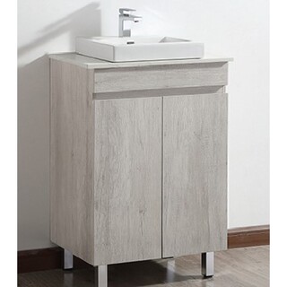 Ash Timber Look Floor Vanity with Stone Top & Above Counter Ceramic Basin 600 x 465 x 950mm