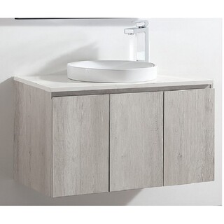 Ash Timber look wall hung vanity Stone top with semi insert basin Ceramic Basin 1200x 465 x 580mm