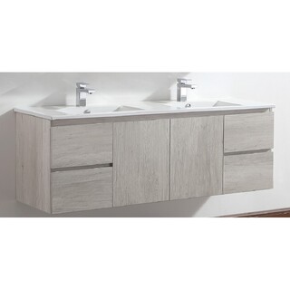 Wall Hung Vanity Ash Timber Look 1500mm Floor Vanity Ash Timber Look Double bowl ceramic top 1500 x 465 x 580mm