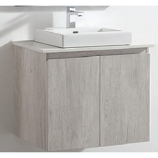 Wall Hung Vanity Ash Timber Look 600mm with Stone Top & Above Counter Ceramic Basin 600 x 465 x 600mmj