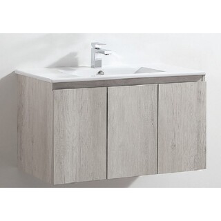 Ash Timber look wall hung vanity with ceramic top Ceramic Top, 1 or 3 tap holes 900 x 465 x 520mm
