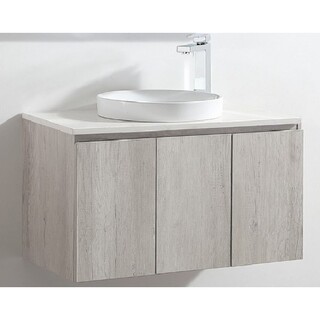 Ash Timber look wall hung vanity Stone top with semi insert basin 900 x 465 x 580mm