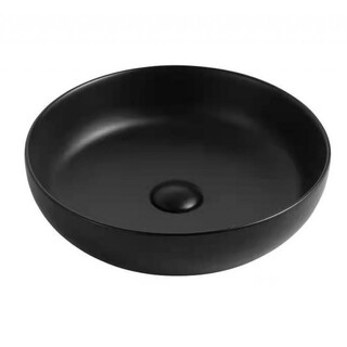 Round Matte Black Ceramic Above Counter Basin 360x360x110mm