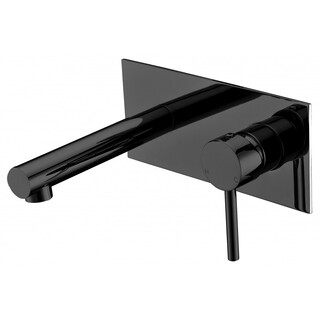 Curved  Matte Black Wall Spout And Mixer Combination Design