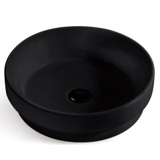 Round Matte Black Ceramic Semi Insert  Above Counter Basin 400x400x110mm