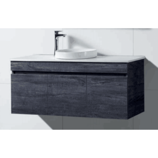 Grey Timber look wall hung vanity Stone Top Ceramic Basin 1200 x 465 x 580mm