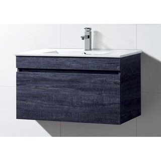 Timber look wall hung vanity - Forest Grey Ceramic Top 900 x 465 x 520mm