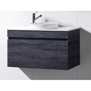 Timber look wall hung vanity - Forest Grey Stone Top Ceramic Basin 900 x 465 x 580mm
