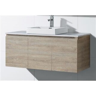 Light Oak Brown Timber look wall hung vanity Ceramic Above Counter Basin 1200 x 465 x 600mm