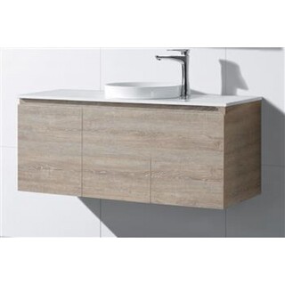 Light Oak Brown  Timber look wall hung vanity Stone Top Ceramic Basin 1200 x 465 x 580mm