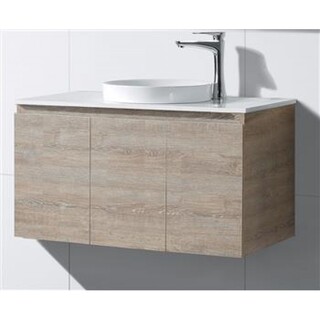 Light Oak Brown Timber look wall hung vanity Above counter basin 900 x 465 x 580mm