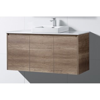 Dark Oak Brown Timber look wall hung vanity Ceramic Above Counter Basin 1200 x 465 x 600mm