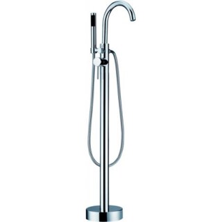 Chrome Free Standing Faucet Bath Round Spout Mixer With Shower